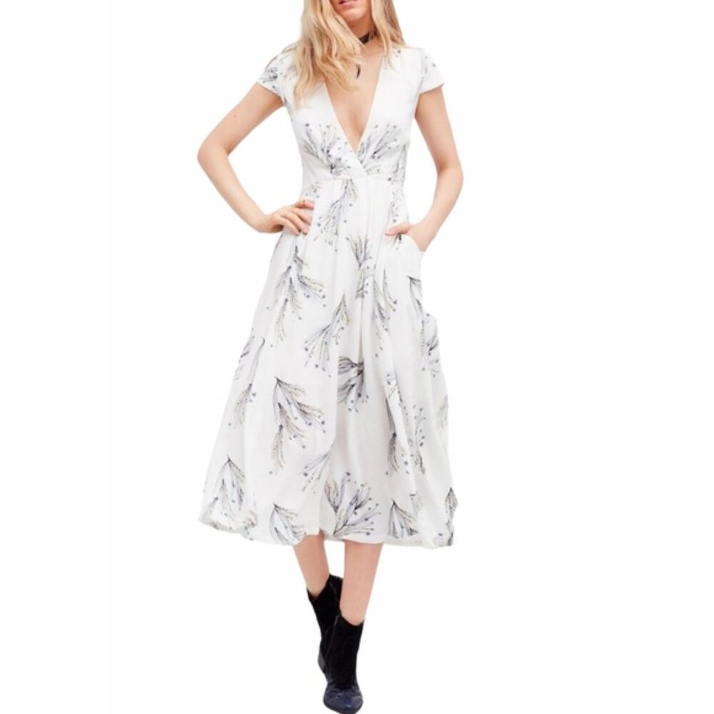 Free People Printed Retro Midi Dress